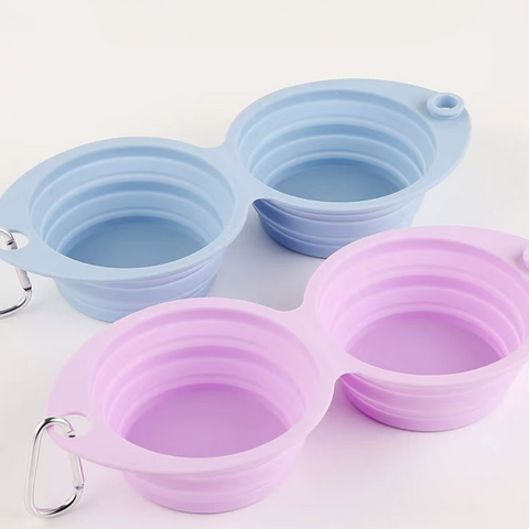 Portable & Collapsible Dual Silicone Pet Bowls