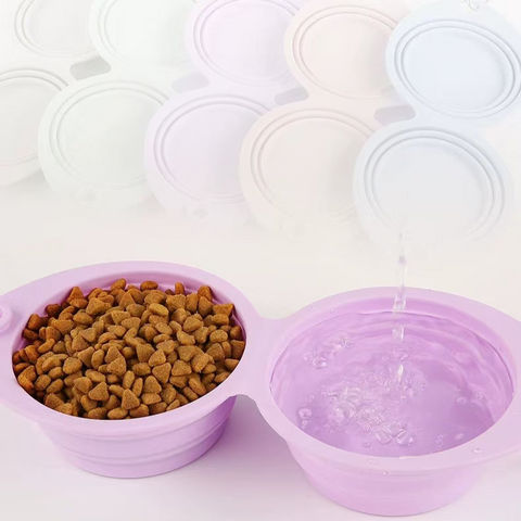 Portable & Collapsible Dual Silicone Pet Bowls
