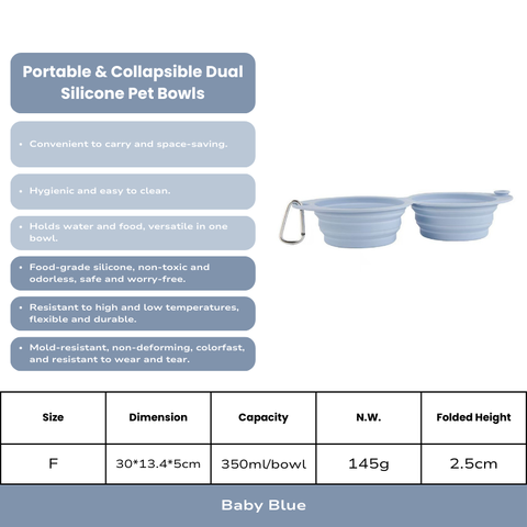 Portable & Collapsible Dual Silicone Pet Bowls
