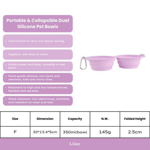 Portable & Collapsible Dual Silicone Pet Bowls