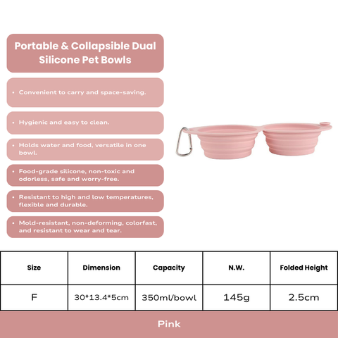 Portable & Collapsible Dual Silicone Pet Bowls